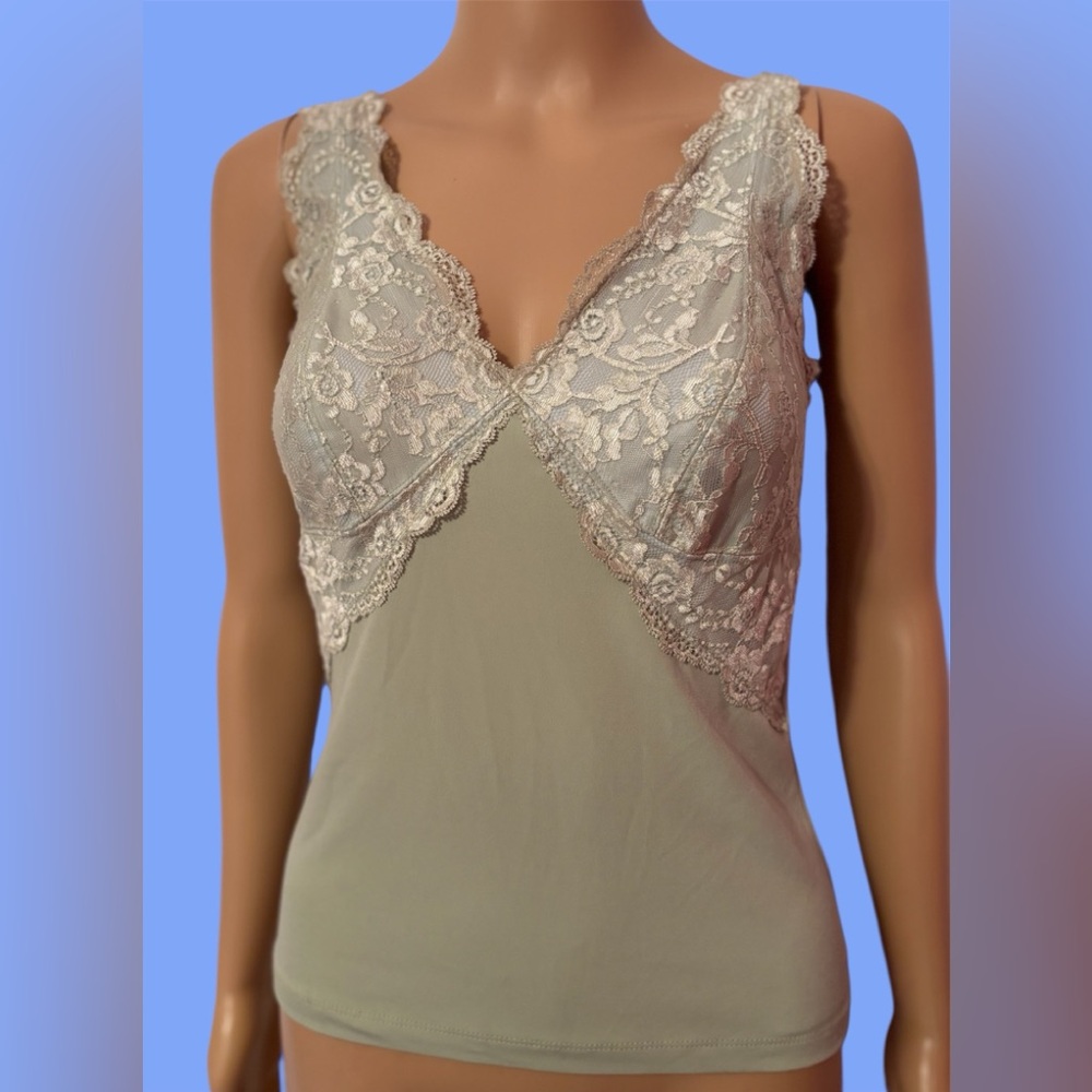 Express Mint Green Lace Detail Top size medium